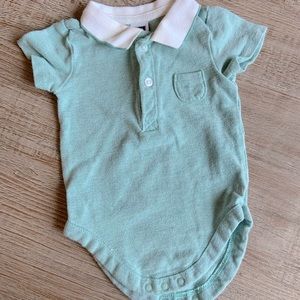 Janie and Jack green collared onesie 0-3 months